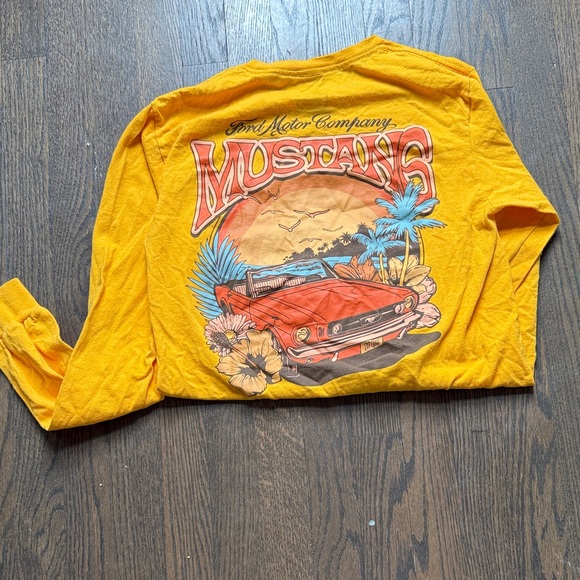 Ford Tops - Ford Yellow Mustang Graphic Womans  Long Sleeve Shirt